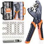 Grommets Tool Kit with 300 PCS 3/8 inch Grommets and Carrying Case,Heavy Duty Eyelet Punch Pliers Set, Precision Dies for Canvas, Leather, Tarps, Fabric, and DIY Repairs