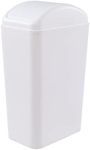 Yesdate 14 L Kitchen Trash Bin with Swing Lid, Plastic Swing Top Trash Can, White