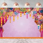 Diwali Backdrop 8x6FT Purple Curtain Boho Flowers Umbrella Indian Traditional Background for Wedding Birthday Bridal Shower Party Decoration Couples Trip Photo Booth Pro (96x72inch)