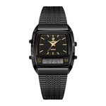 Liebig Stainless Steel Quartz Watch, Men‘s Sport Quartz Watch, Metal Classics Strap Watch for Men Business, Black Dial Black Band, L103004