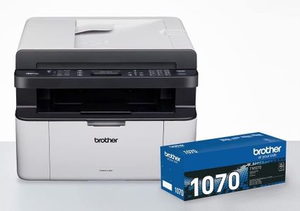 BROTHER MFC-1810 Value Pack Mono Laser Multi-Function Centre, USB 2.0, Compact, A4 Printer, Small Office/Home Printer, Up to 1700pgs Inbox, Light Grey/Cream (MFC-1810VP)