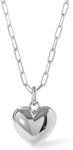 Ana Luisa Lev Puffed Heart Necklace - 14K Gold & Silver Heart Chain Necklace + Charm - Hypoallergenic, Water-Resistant & Tarnish-Free Necklace - Chain Pendant Heart Necklace - Adjustable Chain Lengt