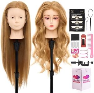 Mannequin Head with Human Hair with 80% Real Hair 28" Makeup Head