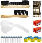 Yuahar 21Pcs Billiards Pool Table Cleaning Set W Wooden Pool Table Brush, 12mm Slip-On Cue Replacement Tips, Sticky Lint Roller, Pool Cue Chalk Cubes and Rod Tip Sharpener for Game and Competition