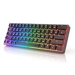 GK61s Mechanical Gaming Keyboard - 61 Keys Multi Color RGB Illuminated LED Backlit Wired Programmable for PC/Mac Gamer (Gateron Mechanical Yellow, Black)