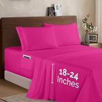 Elegant Comfort Luxury 1500 Premium Hotel Quality Microfiber 4-Piece Sheet Set - Soft, All Around Elastic 18-24 Inches Deep Fitted Sheet - Extra Deep Pocket Sheets, California King, Hot Pink