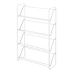 Yamazaki Home 4-Tier Slim Metal Shoe Rack, Narrow Shoe Organizer for Entryway Or Hallway Steel One Size White