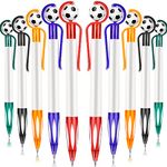20 Pcs Soccer Party Favors Soccer Pen Soccer Shape Ballpoint Pens Football Black Ink Retractable Ballpoint Pens Medium Point 1.0 mm Soft Grip Pen for School Office (Multicolored,Vivid)