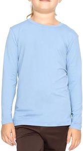 Girl's Long Sleeve Crew Neck Top Baby Blue XX-Large