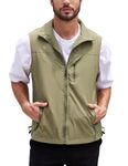 Gihuo Men's Golf Lightweight Photo Vest Fishing Travel Safari Vest Softshell Causal Sleeveless Jacket Outerwear, Khaki, Medium