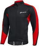 sponeed Men's Biking Jacket Waterproof Fleece Liner Bicycle Clothing Winter Cycling Tops Jerseys M Size Black-Red