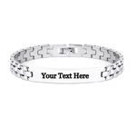 Myjewel Personalized ID Chain Links Bracelet with Free Custom Inspirational Text Engrave Name Mantra Text Minimalist Bracelet for Men (8MM Silver)