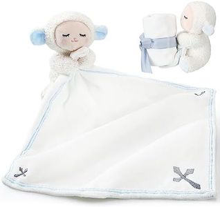 Kinlop Baptism Gifts for Baby Girl Boys Lamb Security Blankets Baptism Lamb with Christian Cross Soft Bedtime Newborn Toy(Blue)