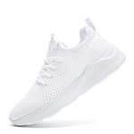 DLWKIPV Men's Walking Sneakers Non-Slip Running Tennis Sneakers Men's Lightweight and Breathable Casual Shoes Flat Jogging Fitness Sneakers Men's Training Shoes White UK Size 7