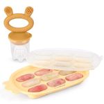 Haakaa Baby Fruit Food Feeder & Silicone Nibble Tray Combo - Breastmilk Popsicle Mold for Baby Cooling Relief