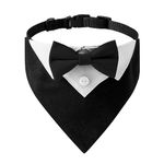 Dog Tuxedo Bandana Collar,Pet Bowtie Collar Adjustable with Bow Tie & Neck Tie Adjustable Neckerchief for Small Medium Large Dogs Halloween Wedding