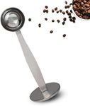 2-in-1 Coffee Scoops, 304 Stainless Steel Tablespoon Measure Spoon, with Pressed Bottom for Coffee Bean Press Coffee Grinding Pressing（Silver15 ml）