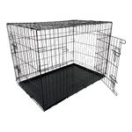 HugglePets Black Metal Dog Puppy Cage Foldable X-Large 109cm Dual Door with Locks, Car Home and Travel Crate