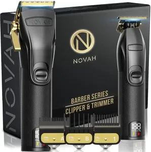 Novah® Professional Hair Clippers for Men, Professional Barber Clippers and Trimmer Set, Mens Cordless Hair Clippers for Barbers Haircut Fading Kit Fade - Gold