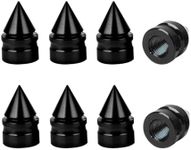 Osilly Car Tire Valve Caps, 8 Pack Spike Aluminium Alloy Auto Air Pressure Stem Caps, Universal Dust-Proof Car Tire Valve Trim Accessories, Fit for Cars, Trucks, SUVs and Motorcycles (Black)