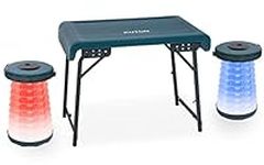 KUTON Folding Table Chair Set,2.3ft Camping Table,Portable & Sturdy Structure w/Lightweight 11.4lbs,2 Pack Led Folding Stool for Outdoor Camping,Picnic,Hiking & Indoor Gathering, Blue