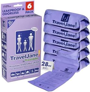 TravelJane Resealable Disposable Urinal Bags 28oz (6 Pack) – Travel Urinal for Women, Men & Kids – Odorless Leakproof Portable Urine Bags – Ideal for Camping, Emergencies & Long Car Rides (TJ1T-C)