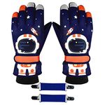 Kids Winter Gloves -22 ℉ Waterproof Girls Boys Toddler Cold Weather Glove Snowmobile Snowboard Ski Gloves, Dinosaur Blue