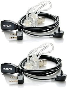 Retevis RT22 Walkie Talkie Earpiece, Acoustic Tube Headset with PTT, 2 Pin, for RT22 RT68 RT21 H-777 RT19 RT15 RB45, Compatible with SAMCOM pxton 2 Way Radio, Two Way Radio Headset with Mic(2 Pack)