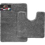 Gorilla Grip Original Shaggy Chenille 2 Piece Bath Rug Set Includes Oval U-Shape Contoured Mat for Toilet and 30x20 Carpet Rugs, Machine Wash/Dry, Plush Mats for Tub, Shower & Bath Room (Gray)