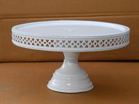 Anushka Metals Non Revolving Cake Stand Pedestal 13" Diameter (Top), Strong Metal (White)