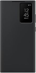 SAMSUNG Galaxy S23 Ultra S-View Wallet Phone Case, Protective Cover w/Card Holder Slot, Finger Tap Clear Window, US Version, EF-ZS918CBEGUS, Black