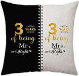 Aconesong 3rd Anniversary Throw Pillow Cover Gifts for 3 Years of Marriage Couples Valentines Day Gifts for Her Him Husband Wife 3rd Wedding Anniversary Keepsake Decoration 45 x 45 cm (3rd)