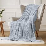 DELIGHT HOME Luxury Cotton Waffle Blanket Twin Size for Bed, Ultra Soft Lightweight Bed Blanket of Rayon Derived from Bamboo 60"x 80", Breathable Throw Blanket for Couch, Sofa, Outdoor, Light Blue