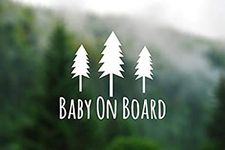 MAF - Baby on Board Trees Vinyl Decal White 5" - Sticker for Car, Truck, Van