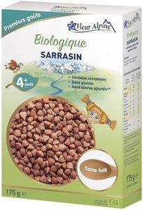 FLEUR ALPINE Céréales Bio au Sarrasin pour Bébé - Bouillie pour de Délicieux Petits Déjeuners | Céréales sans Gluten Nutritives et Faciles à Préparer 4 Mois et Plus sans Sucres Ajoutés | 7 Portions