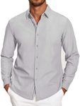 COOFANDY Men's Dress Shirt Regular Fit Button Down Shirts for Men Untucked Shirt， Light Grey,XX-Large