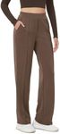 ODODOS Women's Modal Soft Classic Pants Mid Rise Pull-On Lounge Casual Work Pants with Pockets, Nutria, X-Small