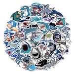 Shark Stickers, 50 Pcs Funy Shark Stickers for Kids Ocean Shark Waterproof Vinyl Stickers and Decals for Bicycle, Water Bottle, Laptop, Computer, Luggage, Skateboard, Party Favors