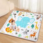 Funsland Baby Play Mat, Non-Slip Crawling Mat, 127 x 127 cm, Animals Folding Baby Motor Skills Mat, Cotton, Thick Children's Play Mat with Ruler, Applicable to Indoor/Outdoor/Fence