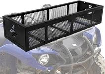 JY Performance Universal ATV Front Cargo Basket Black Steel Storage Rack for Camping/Fishing/Beach Side/Hiking