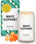 Homesick Scented Candles for Home (White Elephant) - 13.75 oz Long-Lasting Soy Wax Blend Jar Candle Gifts for Women & Men, 60-80 Hours Burn Time - Notes of Candied Orange, Champagne & Sparkling Cassis