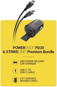 Scosche CPDC30 Mini USB-C 30W Car Charger for Cigarette Lighter Outlet, Power Adapter Plug with 4 FT Long USBC to Type-C Fast Charging Cable Cord Compatible with Android, iPhone & iPad, Black