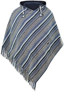 virblatt - Poncho Men | 100% Cotton | Mexican Poncho Men Baja Hoodie |Reversible| Winter Pancho Warm Hooded Poncho Cape, Blue2