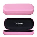 molshine Hard Shell PU Leather Glasses Case,Portable Bright Eyeglass Case for Men Women Girl Travel Study Work (Pink)