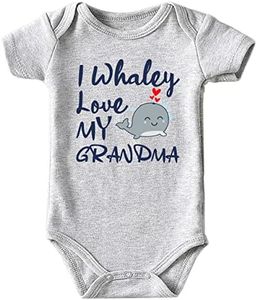 Azzwnee I Whaley Love My Grandma Baby Boy Clothes Unisex Funny Baby Bodysuits 0-3 months (gray,3-6M)