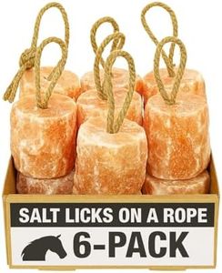 UMAID Himalayan Salt Lick 3 lbs On Rope for Horse, Deer, Goat, and Livestock Animals - Himalayan Salt Block 6 Pack