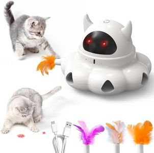 BFU Hxin Cat Toys Interactive Feather Automatic Laser Puzzle Kitten Toy for Indoor,Rechargeable,White