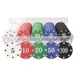 Poker Chips, Professional Poker Chips, Denomination Poker Chips Set, Texas Hold Poker Chip Set, Colorful Poker Chips, Dice Striped Poker Chips for Card Blackjack Games Homes Parties 100 Pieces