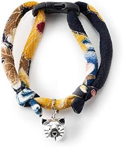 Necoichi Chirimen Hanabi Fireworks Cat Collar (Midnight Blue) with Bell Safety Breakaway Soft Lightweight for Cats Kitty Kitten Japanese Stylish Pattern, No.1 Seller in Japan