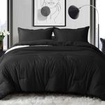 MUXHOMO Queen Comforter Set, Black Comforter for Queen Size Bed, Soft Warm Bedding Set 3 Pieces for All Seasons, 1 Comforter (88"x88") and 2 Pillow Shams (20"x30")